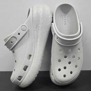 CROCS Gray Silver Glitter Sandals